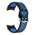 thumbnail image 1 of No Gaps Band for Samsung Galaxy Watch 4 40mm 44mm/Galaxy Watch 4 Classic 42mm 46mm Band,20mm Silicone Sport Replacement Adjustable Wristband with Stainless Steel Buckle Men Women -black blue, 1 of 9