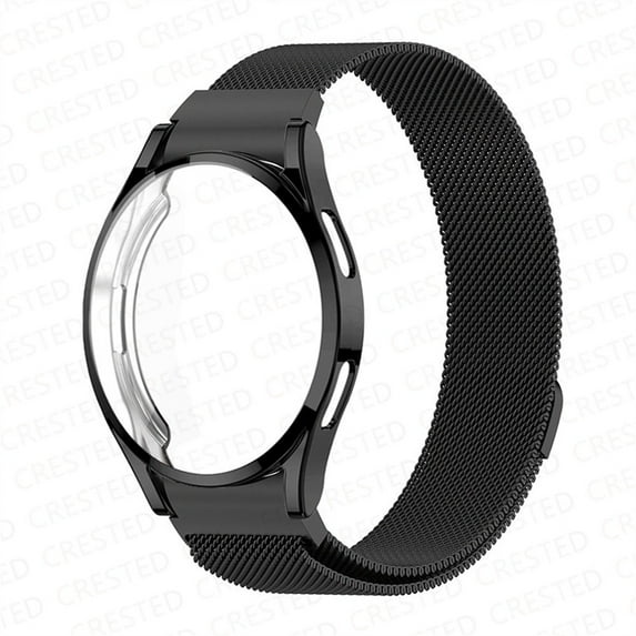 No Gaps Case+Strap for Samsung Galaxy Watch 4/Classic 44mm 40mm,Watch 4 Classic 42mm 46mm , Watch Band Magnetic Stainless Steel Replacement Strap for Women Men