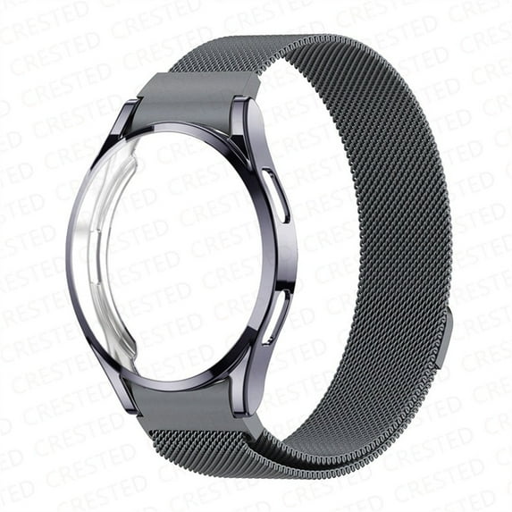 No Gaps Case+Strap for Samsung Galaxy Watch 4/Classic 44mm 40mm,Watch 4 Classic 42mm 46mm , Watch Band Magnetic Stainless Steel Replacement Strap for Women Men