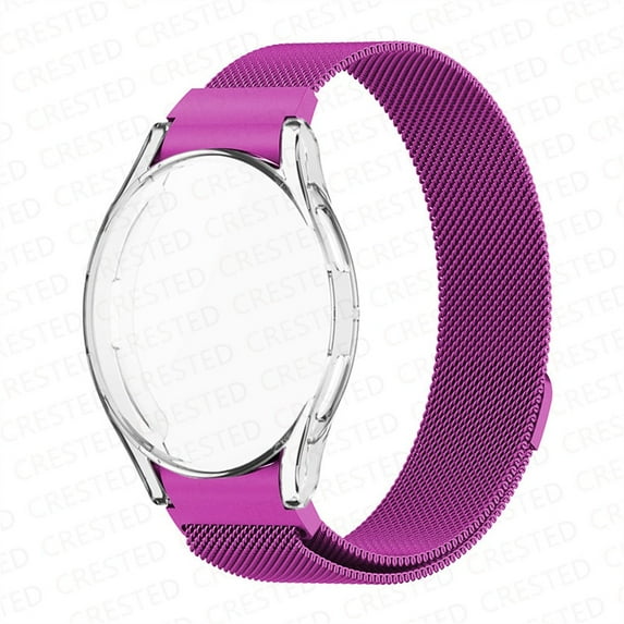 No Gaps Case+Strap for Samsung Galaxy Watch 4/Classic 44mm 40mm,Watch 4 Classic 42mm 46mm , Watch Band Magnetic Stainless Steel Replacement Strap for Women Men