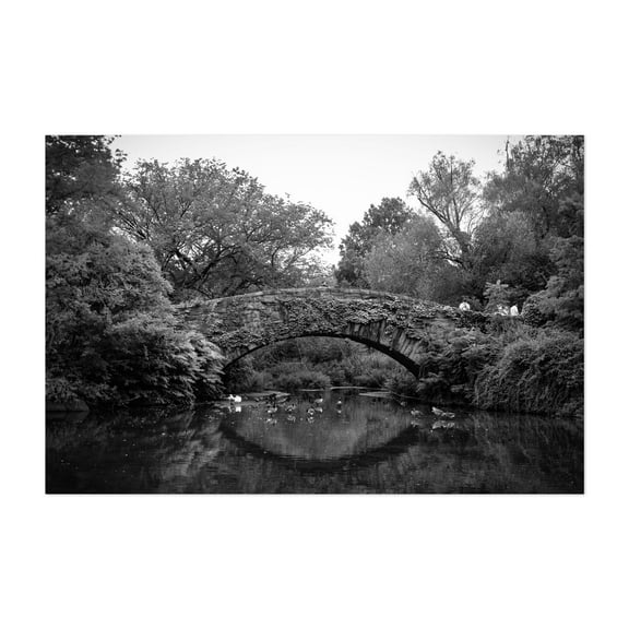 Gapstow Bridge in Central Park - Manhattan New York Photography Black and White Bridge Nature Scenic Landscape Lake Wildlife Unframed Wall Art Print 4 x 6 inches