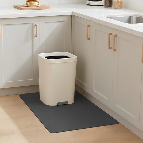 Gaqring Absorbent Kitchen Floor Mat, Dirt Resistant Non Slipping Diatomite Trash Can Mat, Quick Drying No Wash Easy Clean Carpet for Home Kitchen Sink Area, Gray