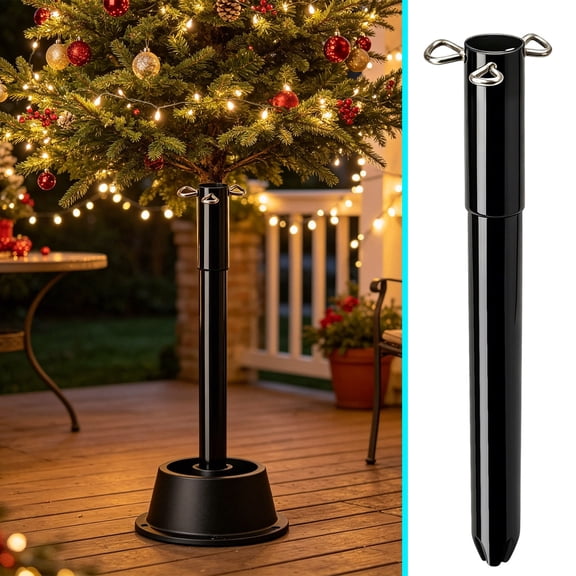 Gaqring Artificial Christmas Tree Height Extender, Sturdy Metal Extension Pole with 3 Fixing Screws, Adjustable Base Support for Taller Tree Decor for Home Holiday Party