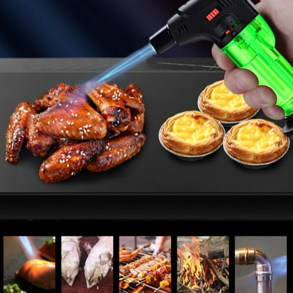 Gaqring Butane Lighter, Refillable Kitchen Torch Lighter with Adjustable Flame, Super Strong Blue Windproof Cooking Lighter for BBQ Candle Camping