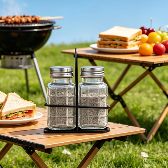 Gaqring Glass Seasoning Bottles 2 Sets, Cut Spice Jars with Stainless Steel Lids, Pepper Cumin Sprinkling Bottle for Kitchen Countertop Organization