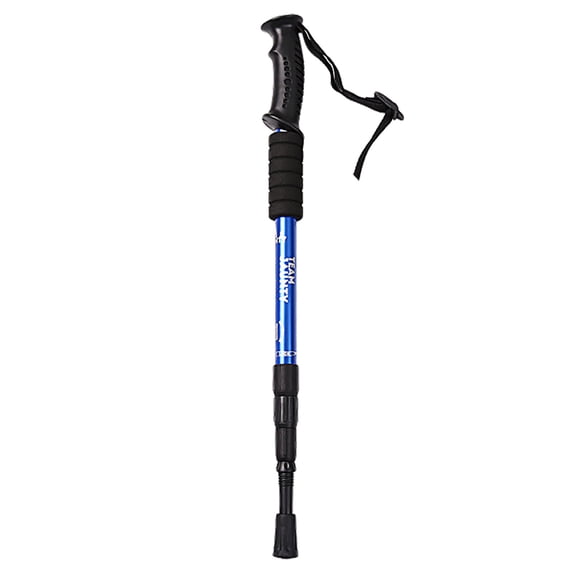 , Gaqring Lightweight High-Strength Aluminum Walking Sticks, Four-Section Straight Shank Cane Crutches with Non-Slip Grip Wrist Support Outdoor Hiking, Blue