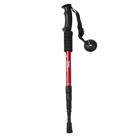 , Gaqring Lightweight High-Strength Aluminum Walking Sticks, Four-Section Straight Shank Cane Crutches with Non-Slip Grip Wrist Support Outdoor Hiking, Red