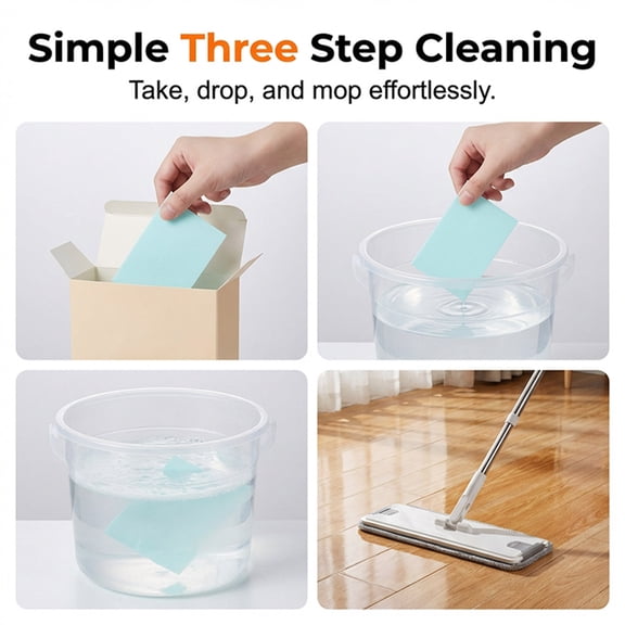 Gaqring Multi-Purpose Floor Cleaning Tablets, Concentrated Mopping Brightener, Dissolve Fast in Cold Water for 2.5L Solution, Fresh Scent Dirt Grime Remover for Home