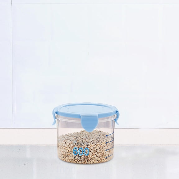 Gaqring Plastic Graduated Round Sealing, Storage Jars with Lids, Snack Grain Canister for Kitchen Baking Yogurt Cheese Cake, Light Blue