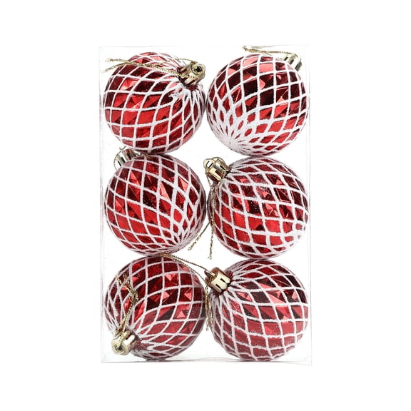 Gaqring Shatterproof Christmas Tree Ornament Set, 6 Pack 60mm Hanging Decor Baubles, Plastic Holiday Ball Ornaments for Party Tree Decoration Wedding