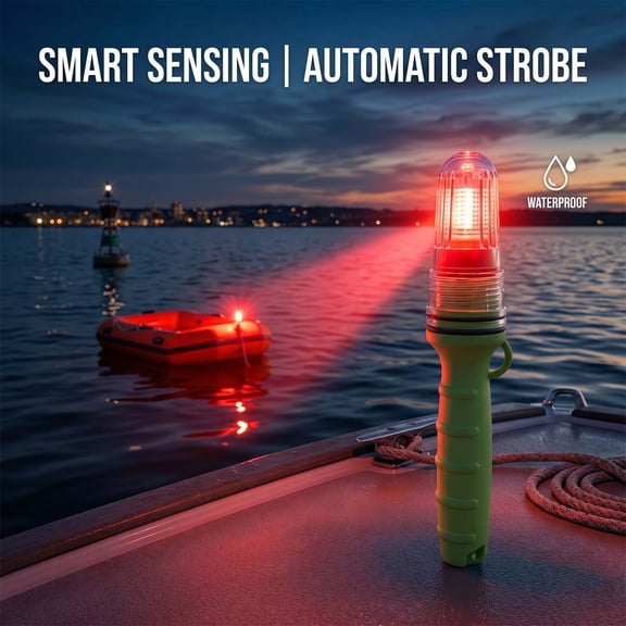 Gaqring Smart Sensing Distress Flare, Waterproof Electronic Boat Signal Light with Auto On/Off, High Visibility Emergency Strobe for Fishing Boats Buoys Rafts