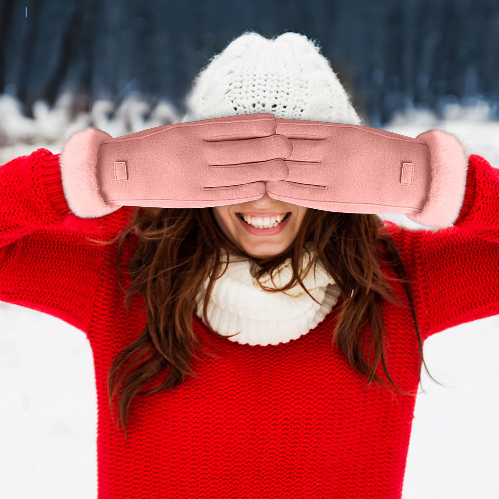 Gaqring Warm Gloves And Winter Plus Velvet Thick Wool Mouth Outdoor