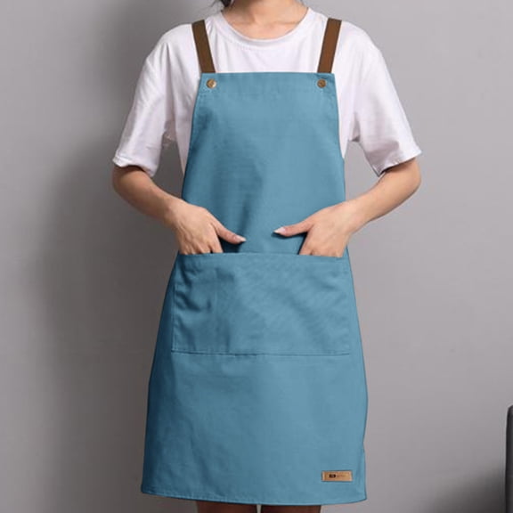Gaqring Waterproof Kitchen Apron, Oil Proof PVC Apron for Cooking, Dirt Resistant Washable Apron with Pocket for Baking Room, Blue