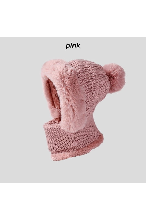 Winter Wool Trapper Hat, 4-in-1 Knitted Beanie with Mask and Neck Gaiter, Warm Fleece Lined Ski Hat for Men Women Cold Weather Outdoor Activities