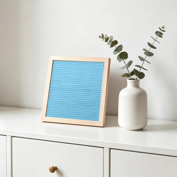 Gaqring Wooden Felt Letter Board, Handmade Message Board with Letters Numbers Symbols, 10x10 Inch Changeable Sign for Home Classrooms Parties Office, Sky Blue