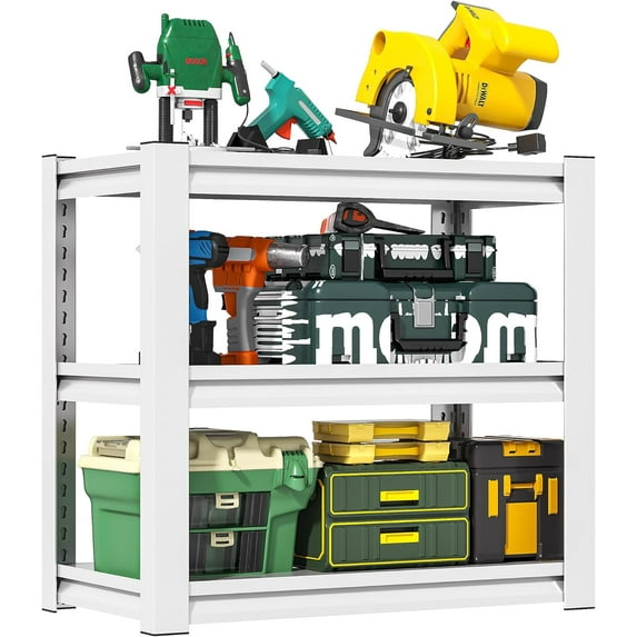 Garage Adjustable Storage Shelves, 3 Tier, Heavy Duty, 31" H*34.5" W*19.5" D, White