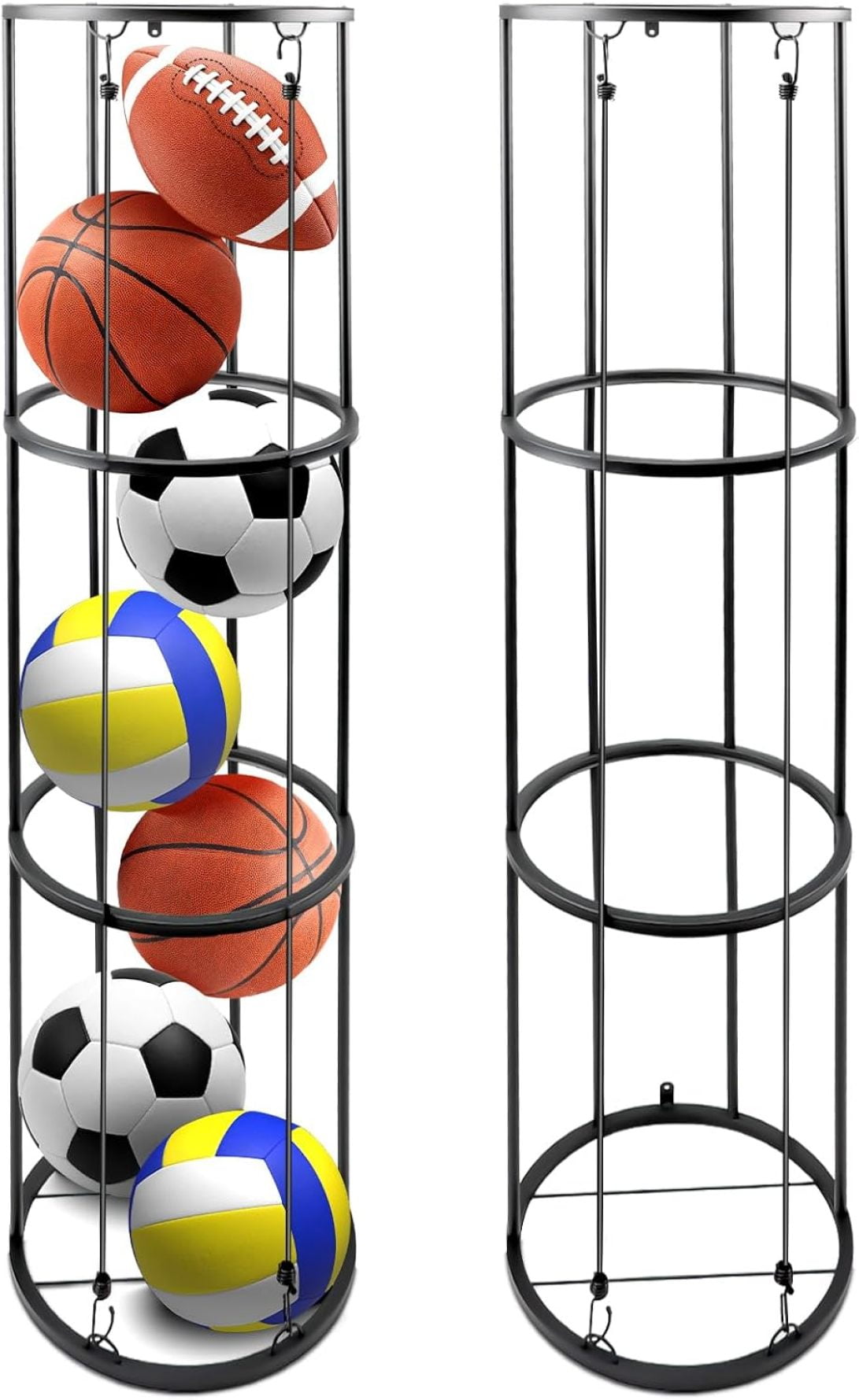 Ball Stand, Ball Storage, Wall Mounted Ball Storage Cage Ball Holder, Garage Organiser For Sports Equipment, Removable Standing Rack Holder, Display