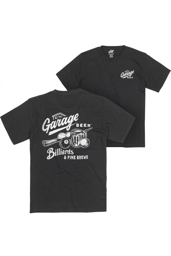 Billiards  and  Fine Brews Front and Back Print T-Shirt-Large