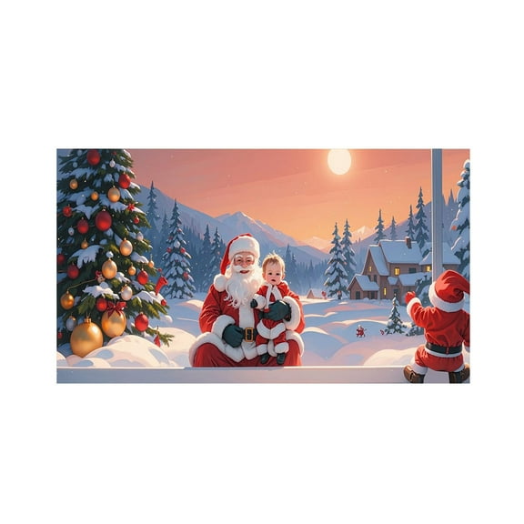Garage Buddy Christmas Decoration 8x7 FT, Snow Santa Garage Door Cover for Outdoor Holiday Decor, Merry Christmas Yard Hanging & Photo Backdrop