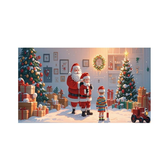 Garage Buddy Christmas Decoration 8x7 FT, Snow Santa Garage Door Cover for Outdoor Holiday Decor, Merry Christmas Yard Hanging & Photo Backdrop