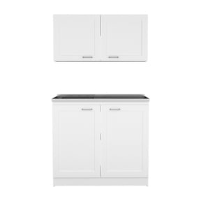 Garage Cabinet , White, 30.8" H Superior & 19.2" Low, 39.3" W X 20.4" D 12.6" D, Heavy-duty Particle Board White For Garage, 8" Constructed