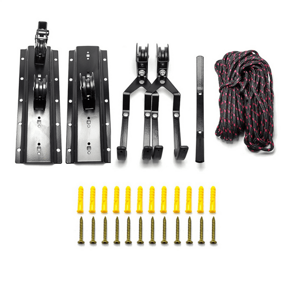 Garage Ceiling Bike Hoist System - Pulley Storage with Bike Hangers, Efficient Space-Saving Mount for Bicycles