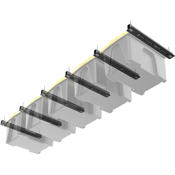 Garage Ceiling Bin Storage Rack, Adjustable Heavy Duty Overhead Tote Rail System(for 5 Bins, Bins are not included)