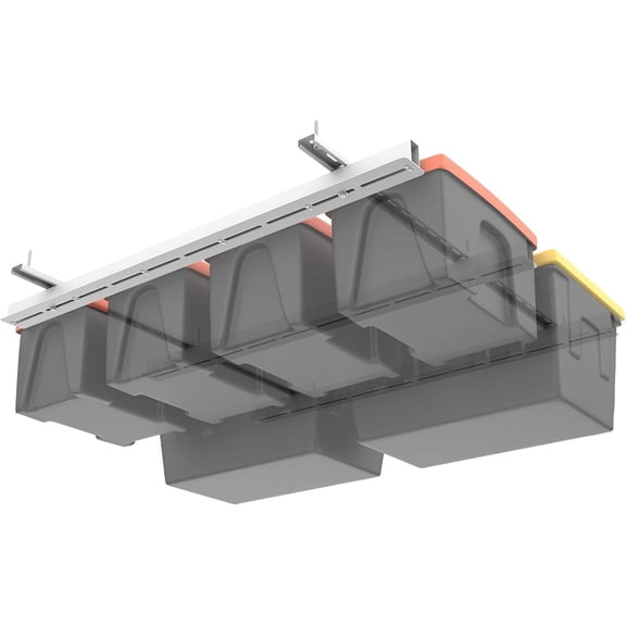 Garage Ceiling Bin Storage Rack, Overhead Tote Rail System Heavy Duty Adjustable Slide Rails Bins System(White, are not included)