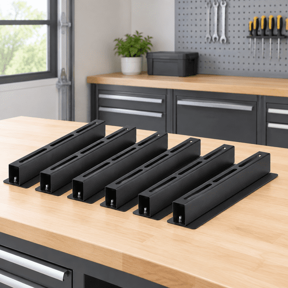 Garage Ceiling Storage Racks for 5 Bins, 17" Heavy Duty Steel Rails, Overhead Storage Rack for 27 Gallon Totes, Powder Coated Tote Rack for Garages, Sheds, Storerooms