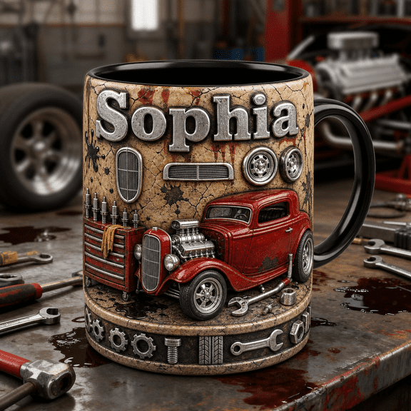 Garage Dad Mug 2D Printed 3D Effect Custom Hot Rod Mechanic Gift