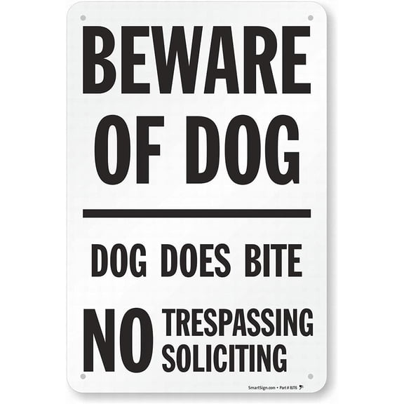 Garage Decor Sign Beware of Dog-Dog Does Bite No Trespassing Safety Sign Caution Warning Sign Tin Metal Decor Sign 8x12