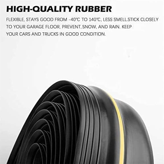 Garage Door Bottom Seal Strip, Weatherproof EPDM Rubber Threshold, Fits All Standard Doors, Easy for DIY Homeowners, No Adhesive (20Ft, Black)