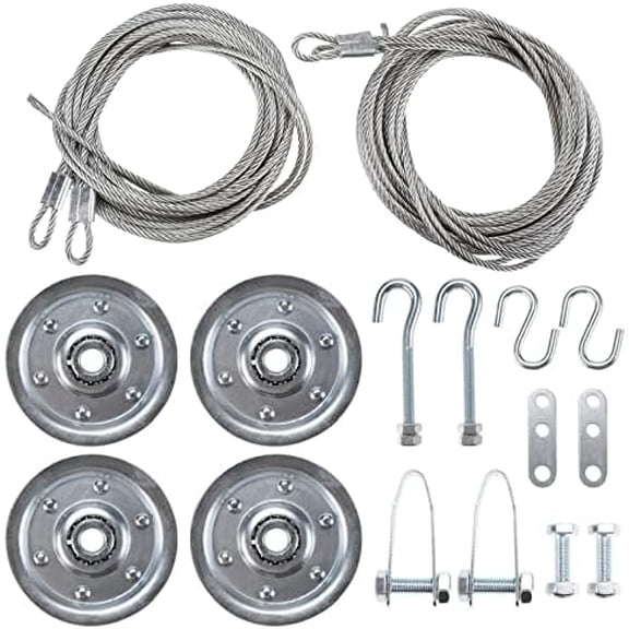 Garage Door Cable and Pulley Kit, Including 2 Pairs of Galvanized Aircraft Cables and 4pcs Heavy Duty 3" Pulley Sheaves$$Tools & Hardware Other