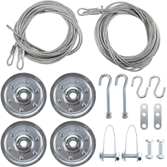 Garage Door Cable and Pulley Kit, Including 2 Pairs of Galvanized Aircraft Cables and 4pcs Heavy Duty 3" Pulley Sheaves