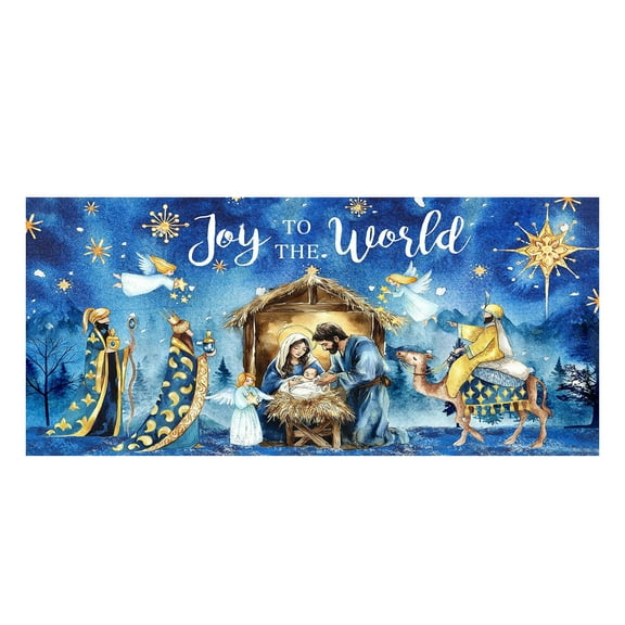 Garage Door Christmas Cover 244x213cm, Christmas Garage Door Cover 2 Car with Barn Wood Door Design