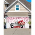 thumbnail image 1 of Garage Door Cover Banner 6x13 Ft, Valentine''s Day Garage Door Decorations for Christmas/Thanksgiving, Watercolor Love Truck Roses Buffalo Plaid Large Hanging Backdrop Covers for Outdoor Holiday, 1 of 1