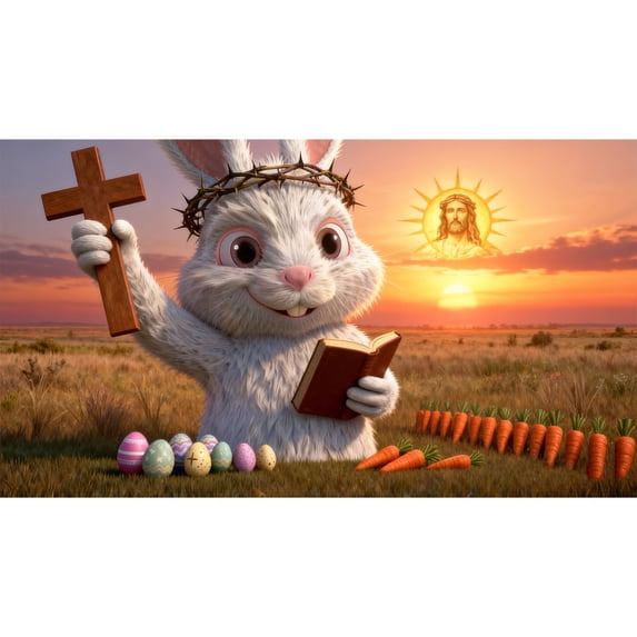 Garage Door Easter Banner 16x7 ft, Bunny Rabbit & Egg Spring Flower Cover Decoration, Large Outdoor Indoor Hanging Background for Party Supplies & Welcome Decor