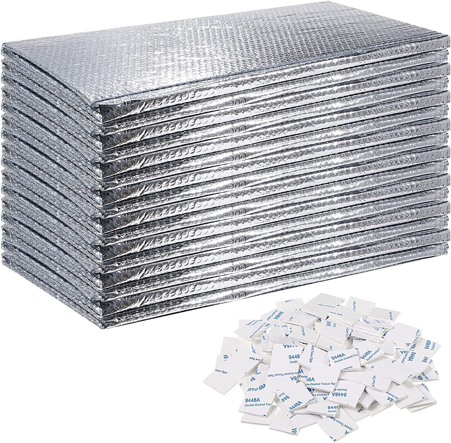 Garage Door Insulation Kit 16 PRE-CUT PCS: REFLECTIVE FOAM Panels 24x48" SHEETS