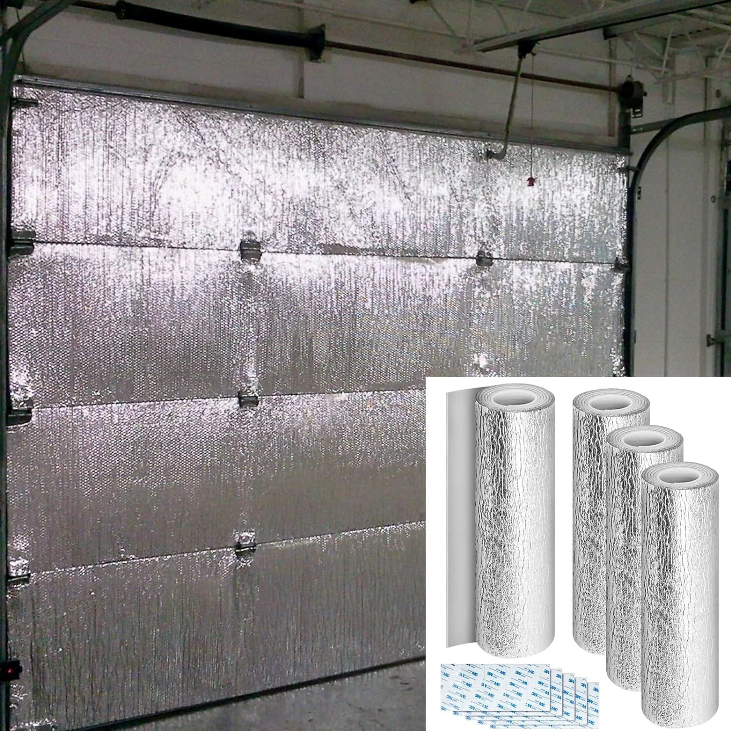 Garage Door Insulation Kit Fits 18' x 8' 4 Rolls Garage Door Insulation 24'x18'