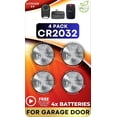 thumbnail image 1 of Garage Door Opener Battery - 4 Pack CR2032 Button Lithium 3V | Replacement Power for Major Remotes, Keypads, Sensors, 1 of 3