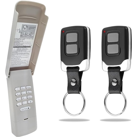 Garage Door Opener Keypad with 2 Remotes - Universal Replacement for LiftMaster Chamberlain Craftsman 877MAX 893MAX 893LM 971LM 371LM, Compatible with Purple Yellow Red Orange Green Learn Buttons