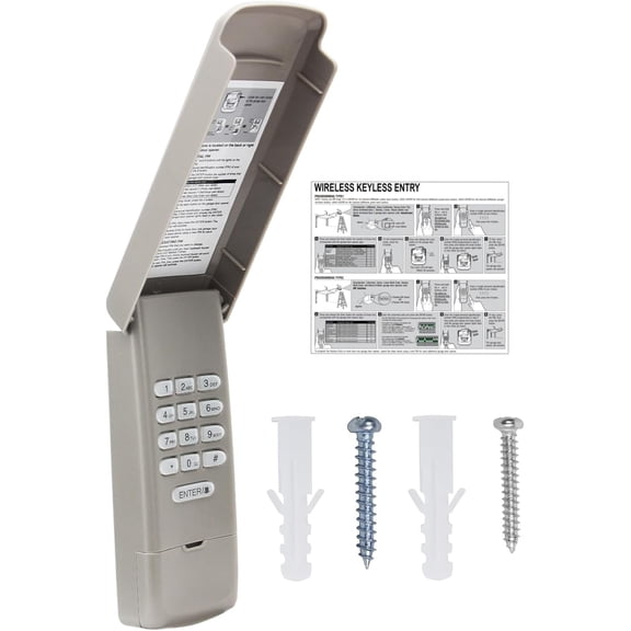 Garage Door Opener Keypad Remote Universal, Replacement for Multi-Code Sears Craftsman Stanley, Green/Orange/Red/Purple/Yellow Learn Button Or Dip Switch