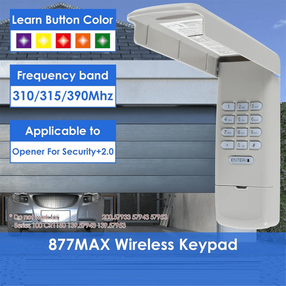 Garage Door Opener Keypad, Wireless Keypad Keyless Entry Compatible for 877MAX 377LM 977LM Wireless Keyless Keypad Safe