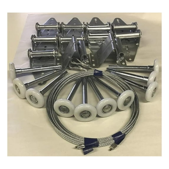 Garage Door Repair Kit - 7ft Single Car Door - Hinges, Brackets, Cable - Tune-Up Kit - Universal Fit - 14 Gauge Steel - Customizable