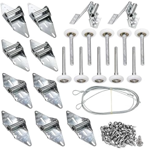 Garage Door Rollers Hinges Set, Track Wheels/Hinges/Top Bracket/Wire Rope Replacement Parts, Garage Door Hardware Roller Tune Up Kit for 7' Height Doors$$Tools & Hardware Other