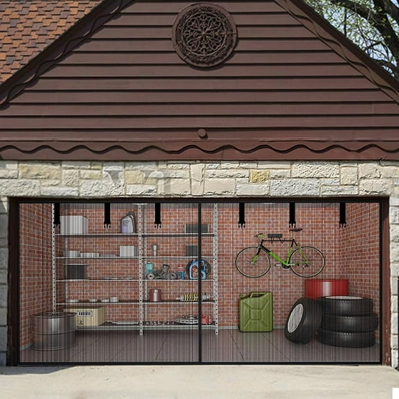 Garage Door Screen 2 Car 12x7FT Garage Screen Door,Upgraded PET Mesh with Retractable Magnetic Screen Garage and Heavy Duty Bottom for Easy Assembly and Pass, Hands-Free Screen Door