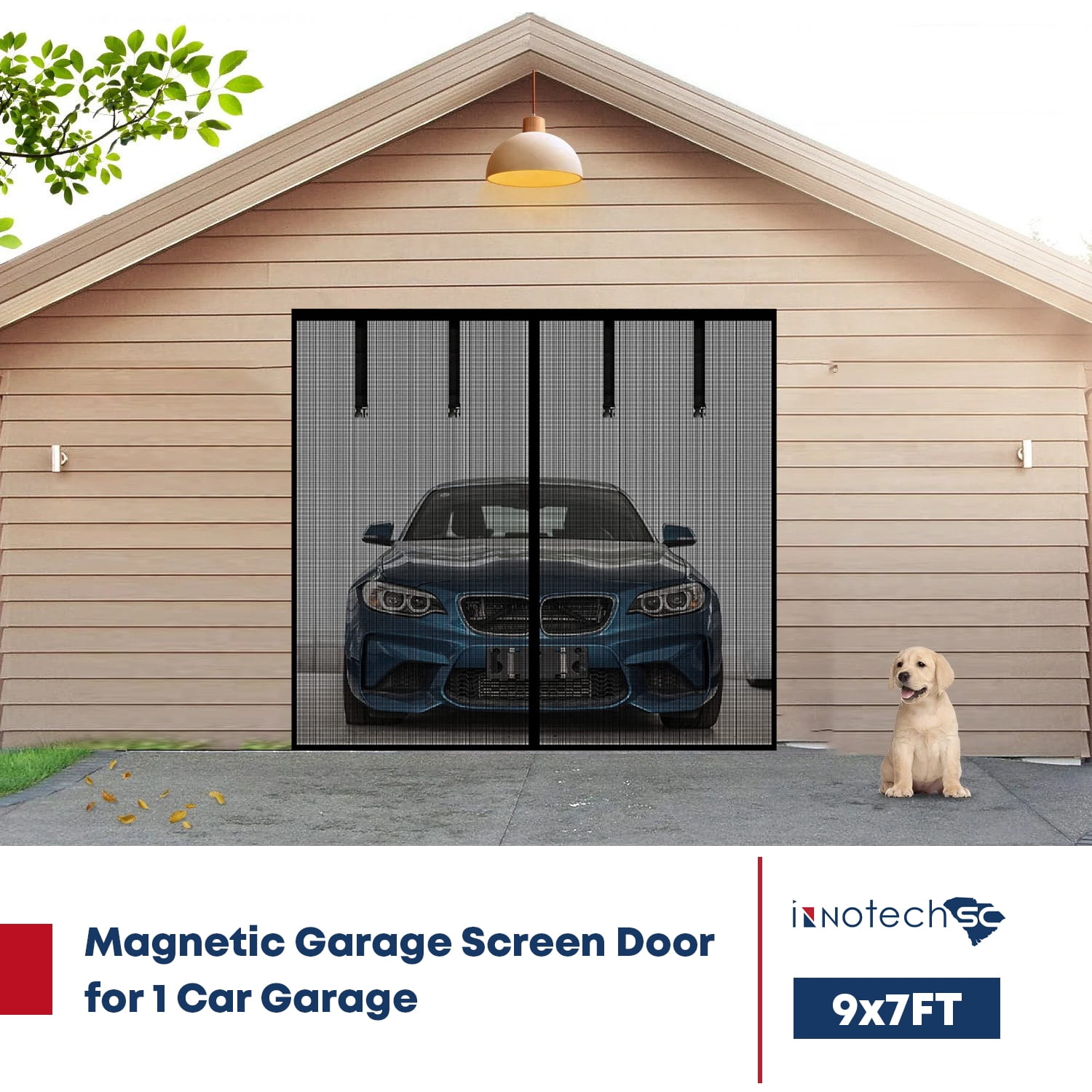 Black Magnetic Screen Door – Side Opening 120x240cm Heavy Duty Mesh Curtain With Straps | Keeps Bugs Out, Lets Air In