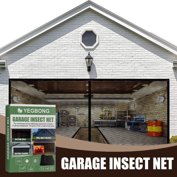 Garage Door Screen Double Car Upgrade Self Sealing Fiberglass Mesh Kit Curtain