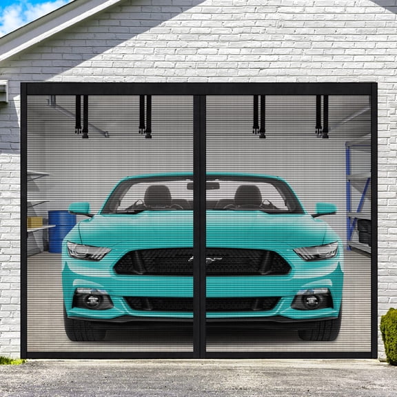 Garage Door Screen Kit 8x7 ft Magnetic Mesh, Fiberglass Insect Barrier for Single Car Garage, Patio, Porch, Window Bug Screen, Durable Outdoor Protection