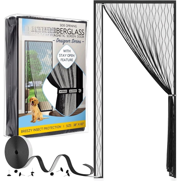 Garage Door Screen Magnetic Closure - Garage Screen Doors for 1 Car Garage Pull Down - Magnetic Screen Door Mesh - Heavy Duty Weighted Bottom- Pet & Kid Friendly - Keep Open Feature - 8' x 7'